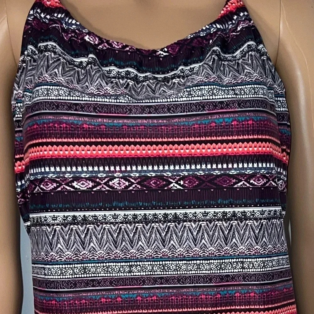 Kona Sol, Sm, racer back tankini top, in a bohemian print, padded cup lining‎